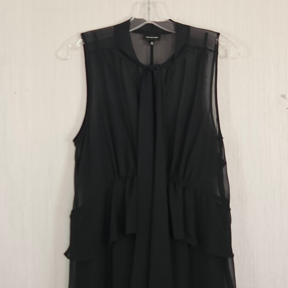 Who What Wear Black Ruffled Tiered Dress Chiffon Sleeveless Midi Sz M - Picture 5 of 10